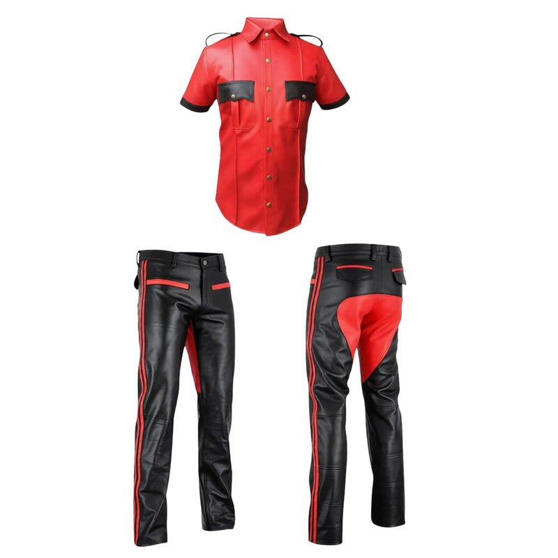 leather shirt, leather pant, leather gay uniform, leather BDSM suit, leather gay suit, leather gay uniform