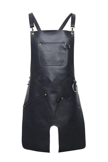 Full Grain Black Leather Chef Apron for Men