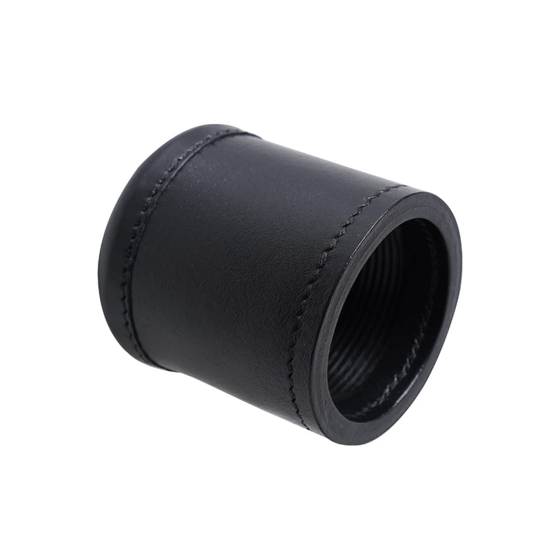 black leather dice cup, handmade leather dice tumbler, top grain leather gaming cup, ribbed interior dice shaker, stitched leather dice roller, premium tabletop game accessory
