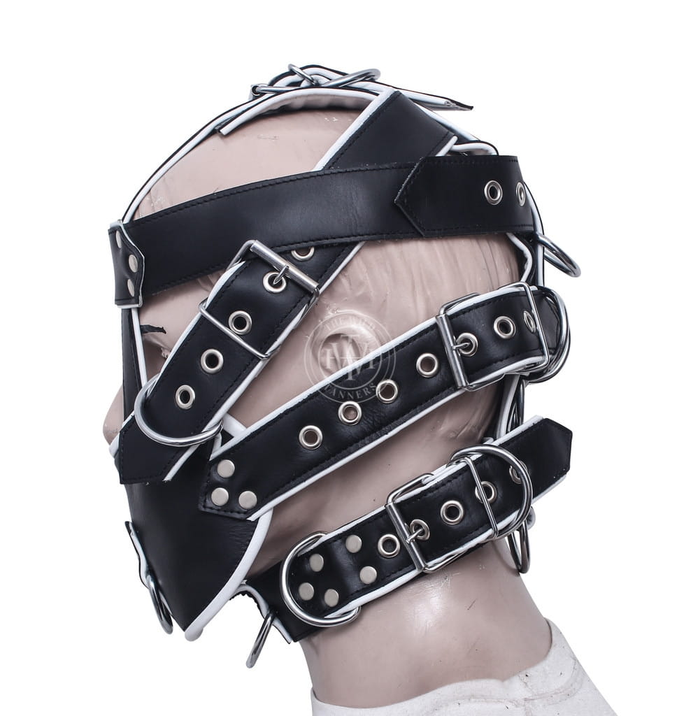 bondage muzzle gag, leather muzzle mask, BDSM restraint gag, adjustable leather muzzle, fetish bondage gear