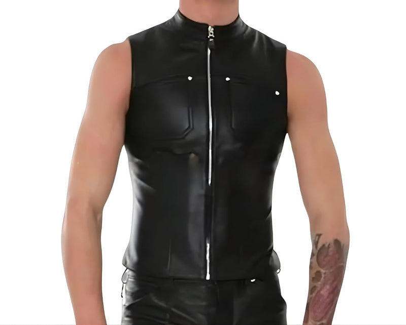 leather vest, gay leather vest, leather vest bdsm, bondage leather vest