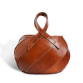 Round Tote bag, Leather Tote bag, tan leather tote bag, women leather tote bag