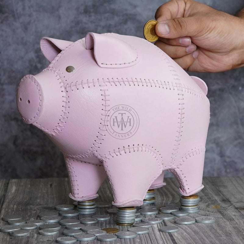 Leather Piggy Bank, Leather Money Box, Piggy Bank