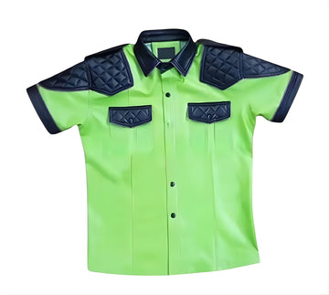 Military-style men's leather shirt