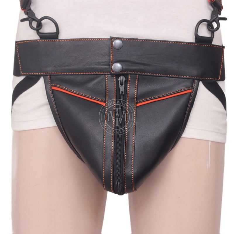 leather bondage harness, black leather jockstrap harness, adjustable leather harness, mens leather gear, leather mens bondage harness