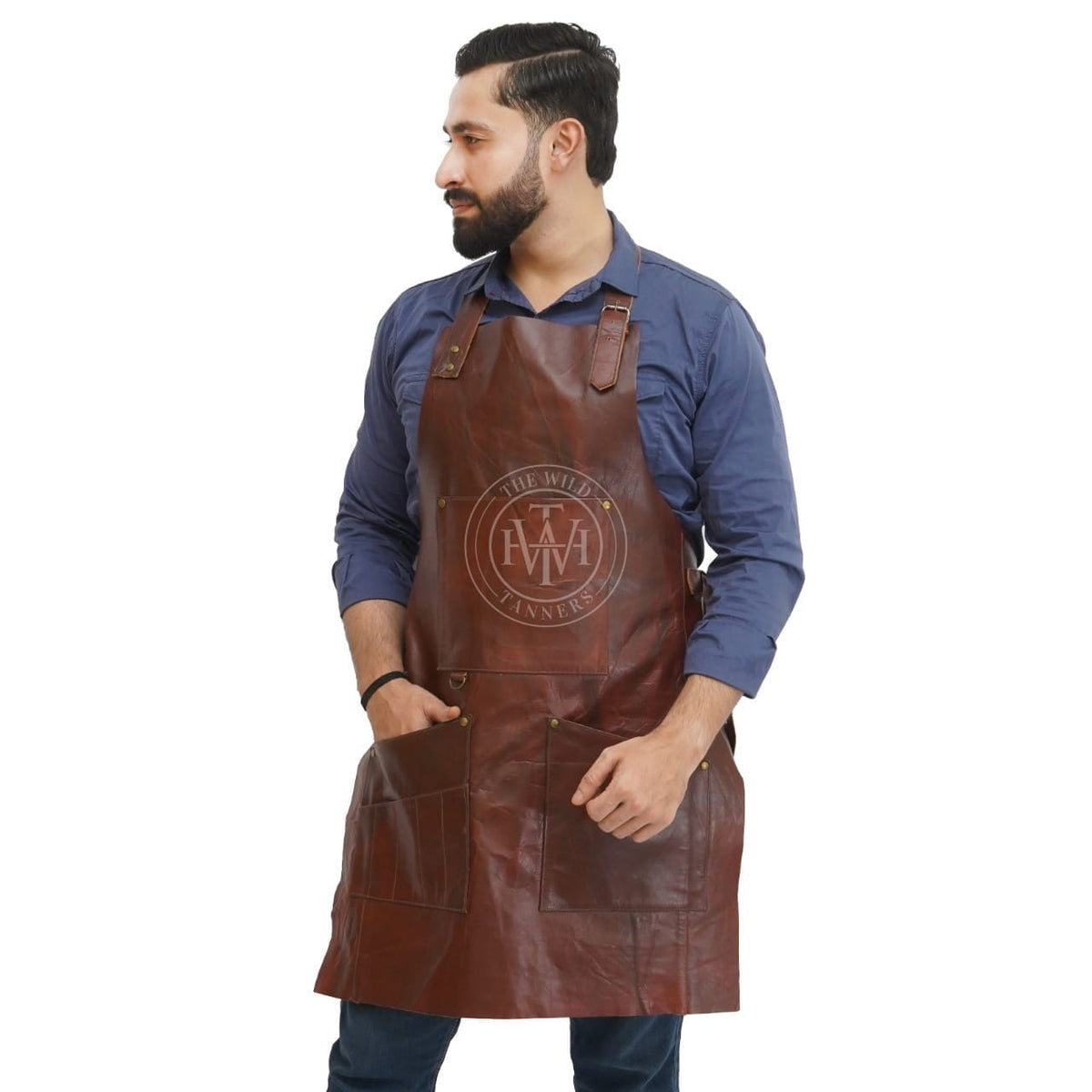 Stylish Leather Apron with Straps & Multiple Pockets, view 2