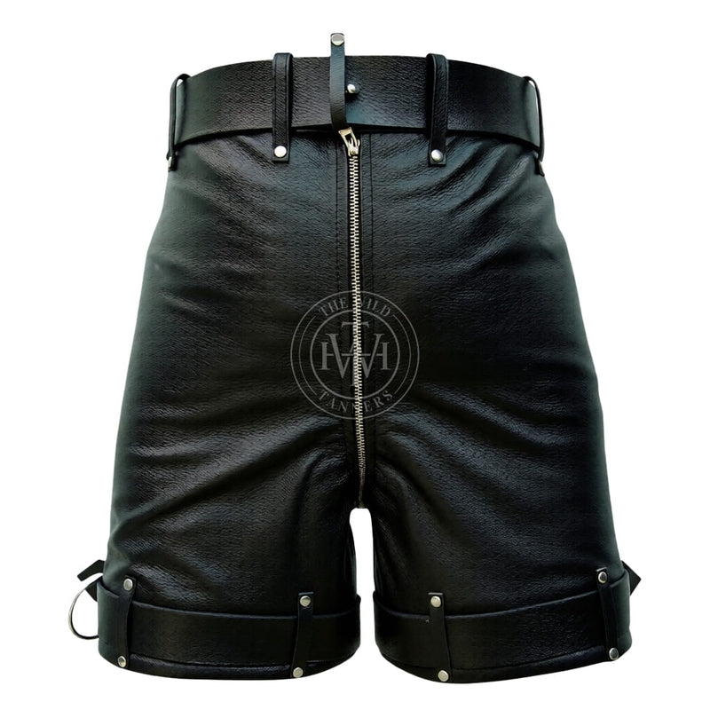 leather shorts, leather shorts bondage, leather shorts bdsm, leather gay shorts, gay leather shorts