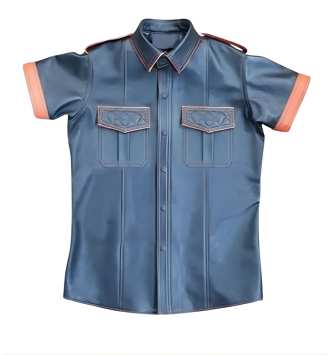 Short Sleeve Shirt, bondage leather shirt, bdsm leather shirt, gay leather shirt, Leather Short Sleeve Shirt