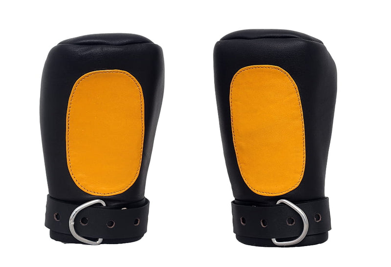 leather mittens, bondage gloves, restraint mitts, padded leather mitts