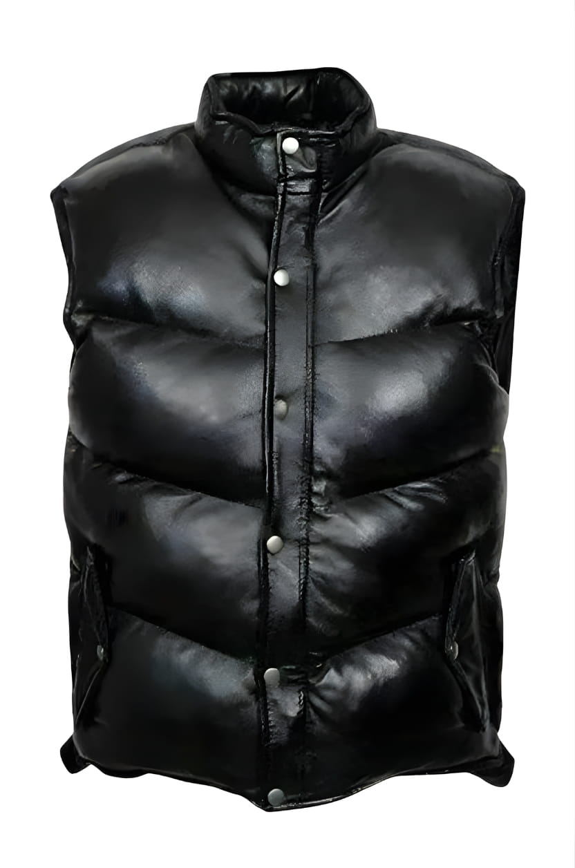 leather vest, gay leather vest, leather vest bdsm, bondage leather vest, leather puffer vest, quilted vest