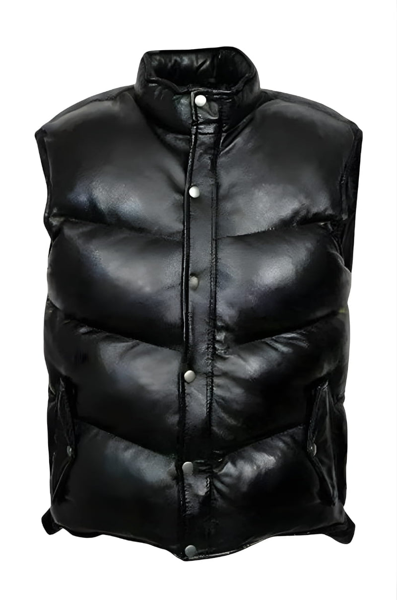 leather vest, gay leather vest, leather vest bdsm, bondage leather vest, leather puffer vest, quilted vest