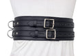 leather waist belt restraint, D-ring leather belt, bondage waist belt, adjustable leather harness belt, BDSM waist restraint