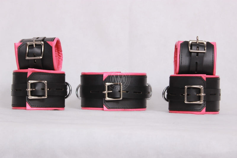 leather handcuffs set, BDSM leather restraints, adjustable leather cuffs, leather bondage wrist cuffs