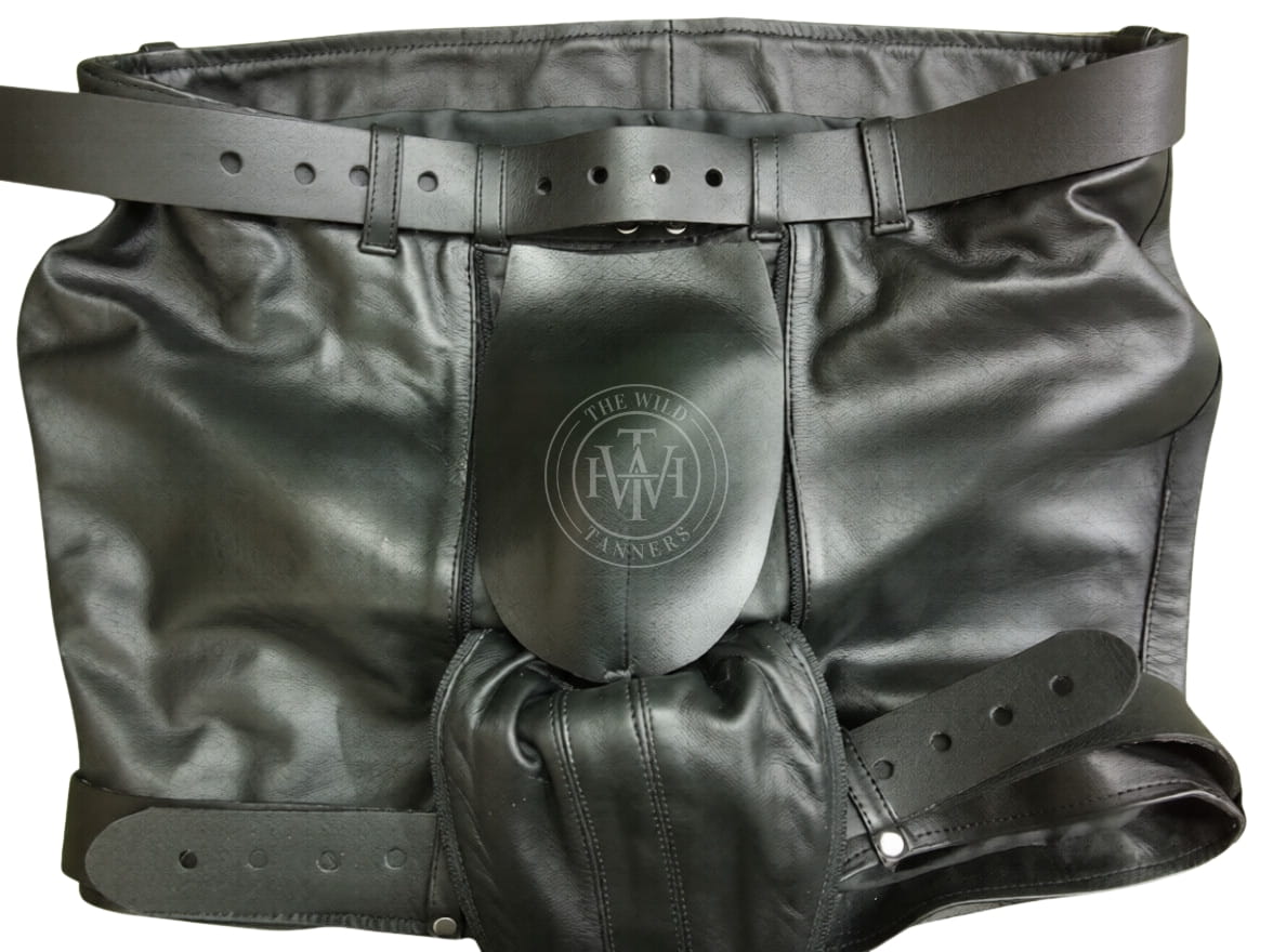 Leather Shorts With Dual Zip Fastener, view 3