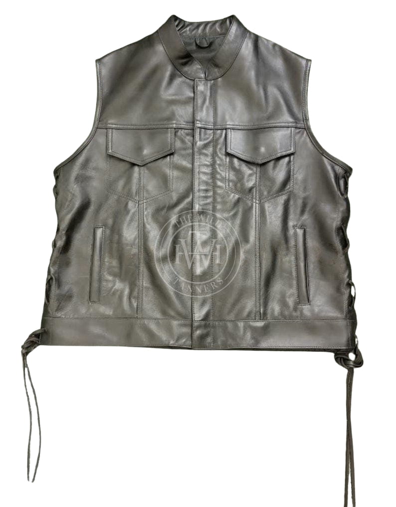 Stylish Leather Sleeveless Vest Mens, view 4