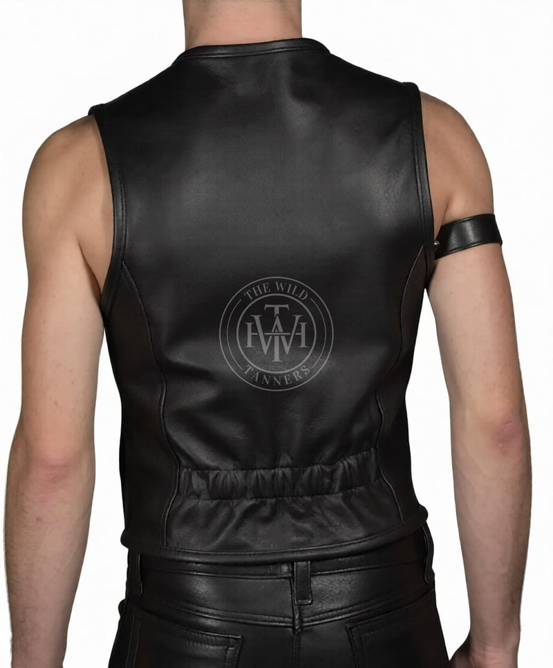leather vest, gay leather vest, leather vest bdsm, bondage leather vest