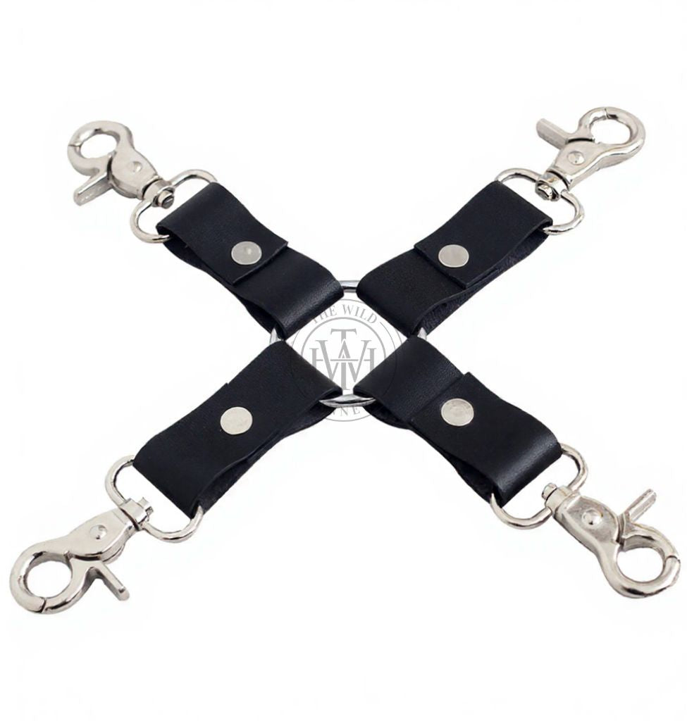 Leather Hogtie. Bdsm hogtie, black leather hogtie