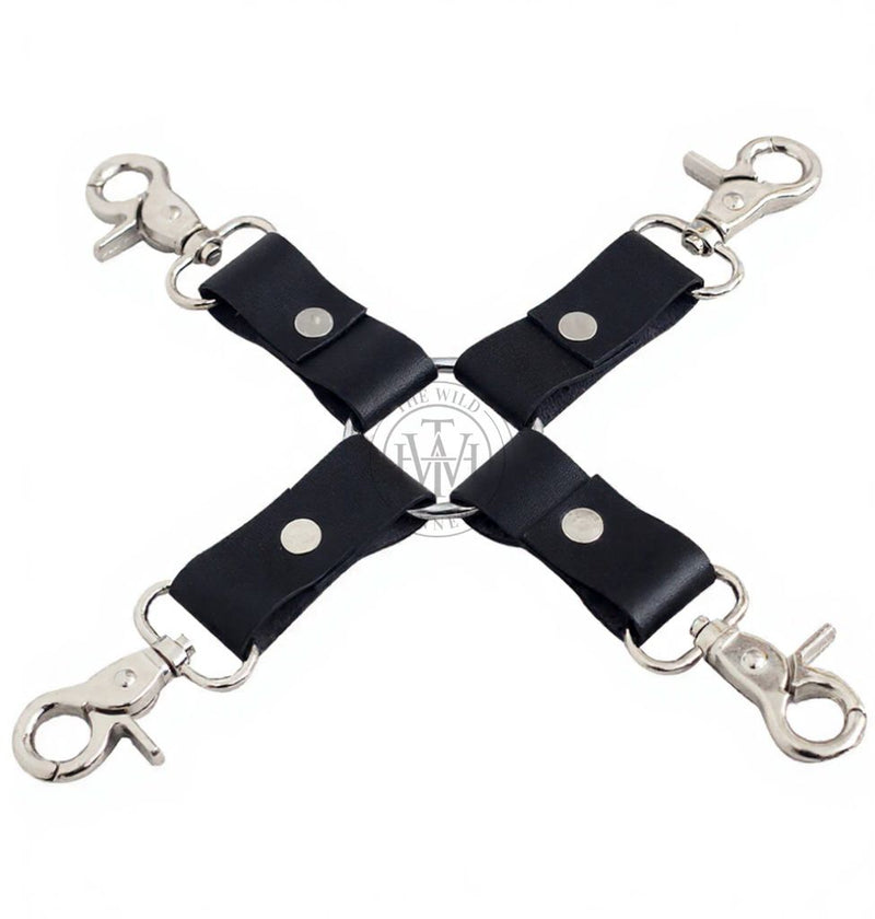 Leather Hogtie. Bdsm hogtie, black leather hogtie