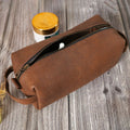 leather toiletry bag, brown toiletry bag