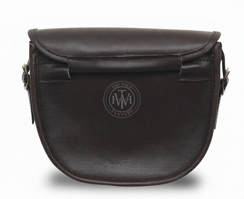 leather cartridge bag, brown cartridge bag, leather shooting bag,