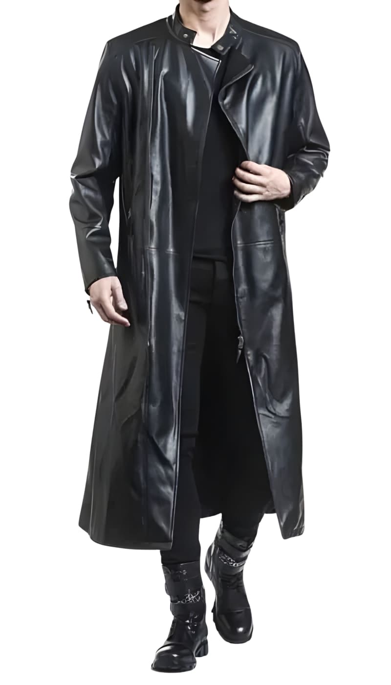 leather coat, leather long coat, leahter trench coat, leather overcoat