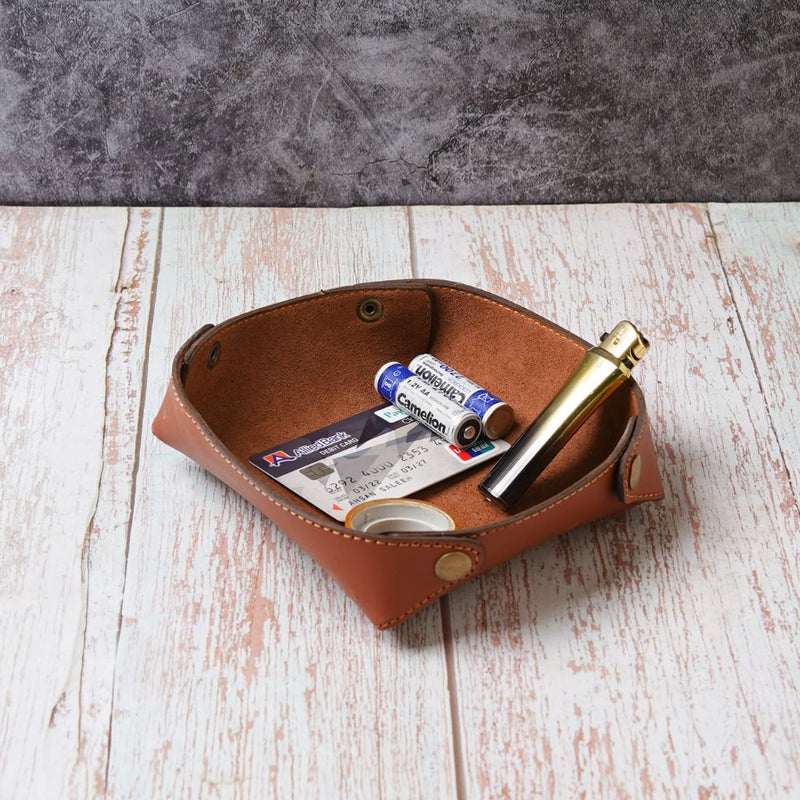 leather valet tray, brown leather valet tray