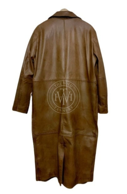 Long Leather Trench Coat, view 4