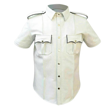White Leather Shirt For Men