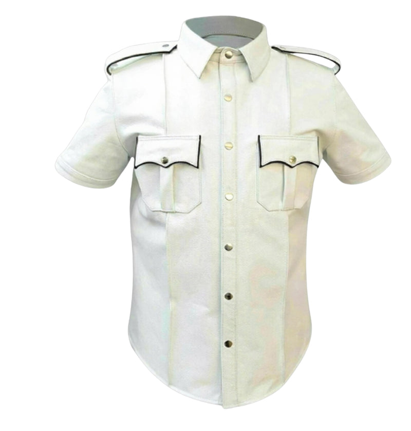 leather shirt, gay leather shirt, leather shirt  bdsm, bondage leather shirt, Short Sleeve Shirt