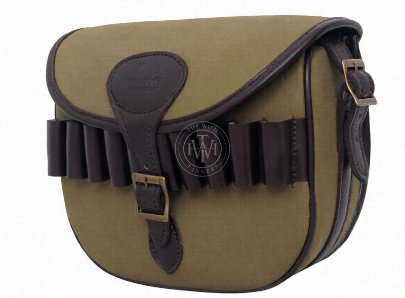 leather canvas cartridge bag, canvas cartridge bag, canvas ammo bag,  ammo storage solution