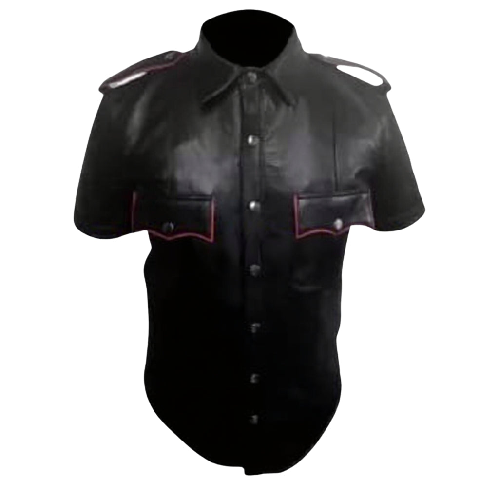 Classic Leather Short Sleeve Shirt For Men