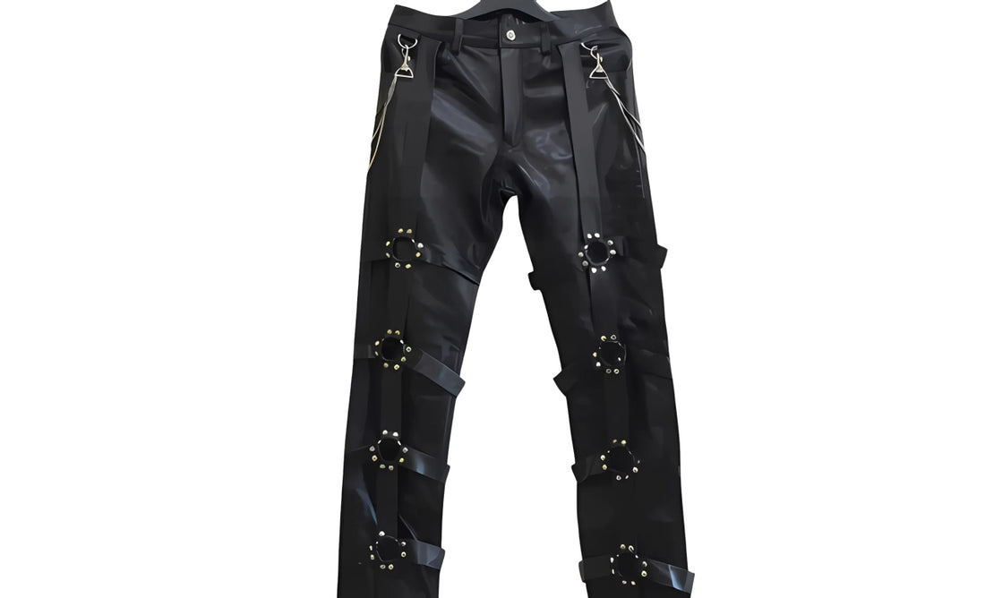 Black Leather Pants with Chain and O Rings