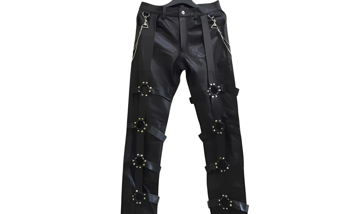 Black Leather Pants with Chain and O Rings