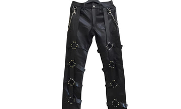 Black Leather Pants with Chain and O Rings