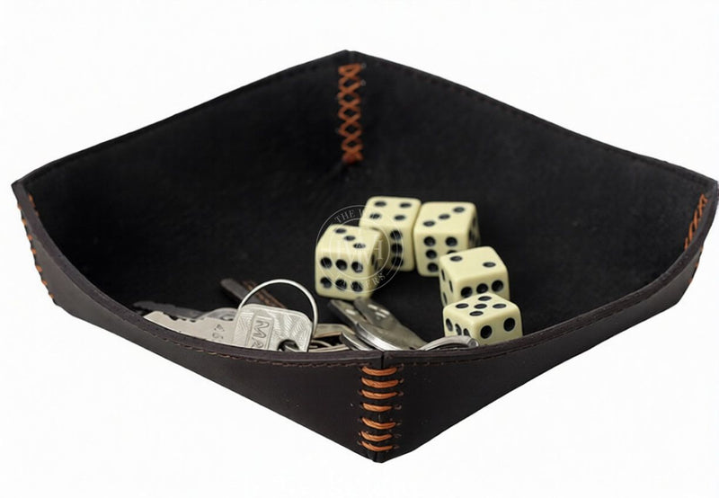 leather valet tray, valet tray, brown leather valet tray