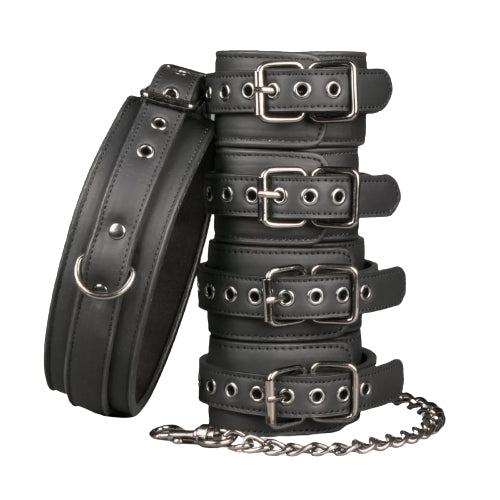 Genuine Leather Bondage Cuffs Restraints Set