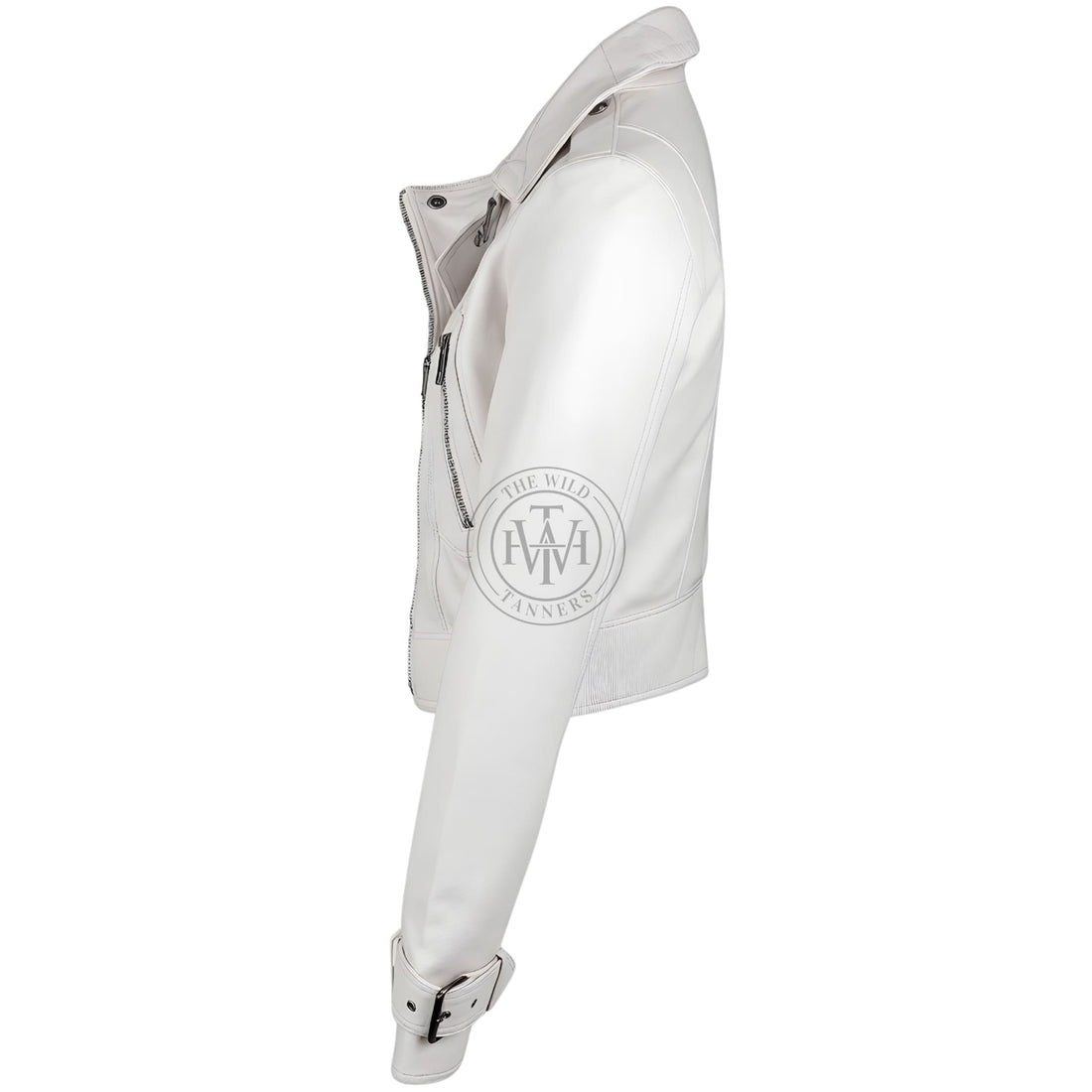 Women's genuine leather zip-up jacket