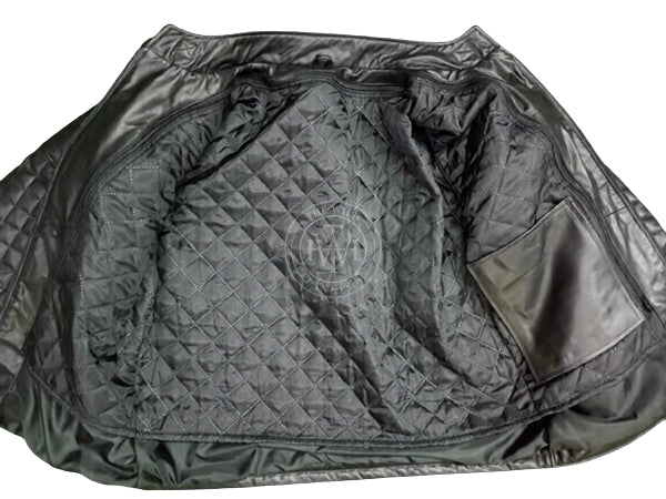Genuine Quilted Leather Bomber Jacket, view 3