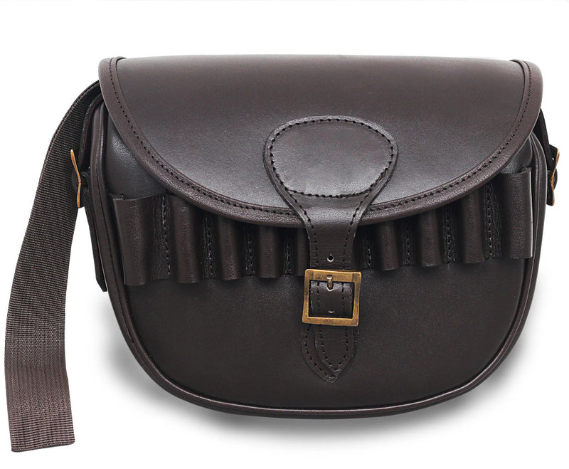 leather cartridge bag, brown cartridge bag, leather shooting bag,