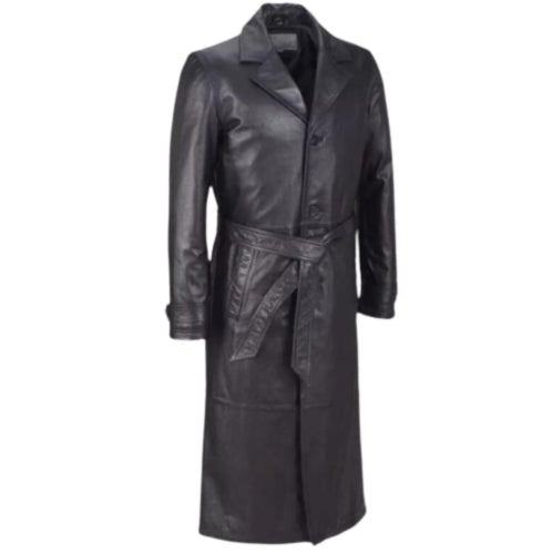 leather coat, leather long coat, leahter trench coat, leather overcoat