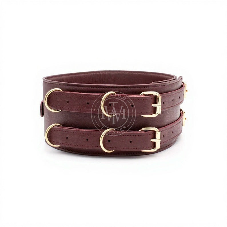 black bondage leather waist belt, leather bondage belt, bdsm leather waist belt, bondage waist belt with d-rings