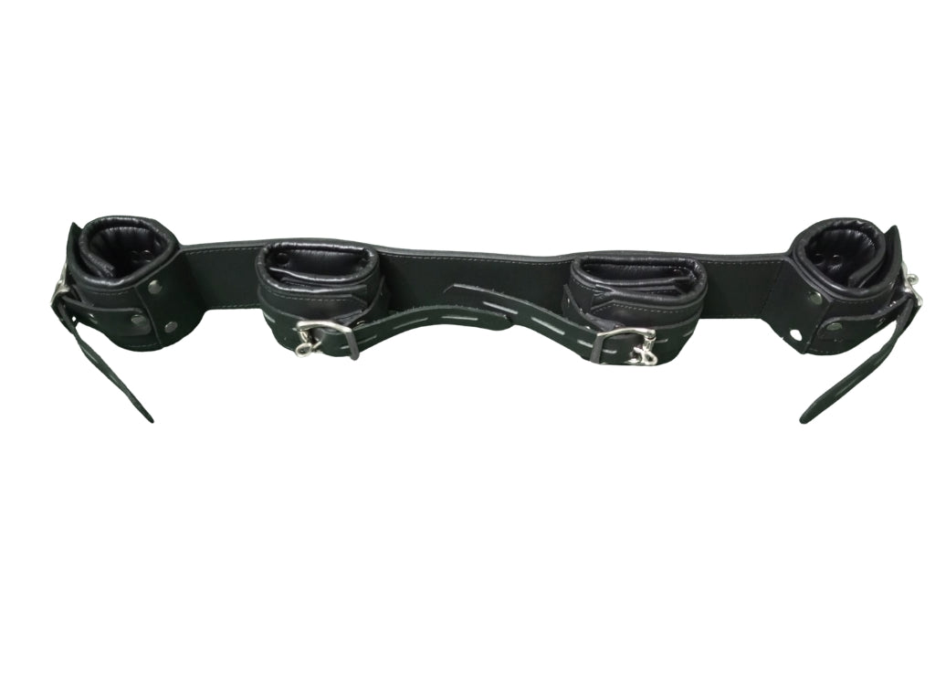 Leather Bondage Restraints Wrist to Ankle Cuffs Set