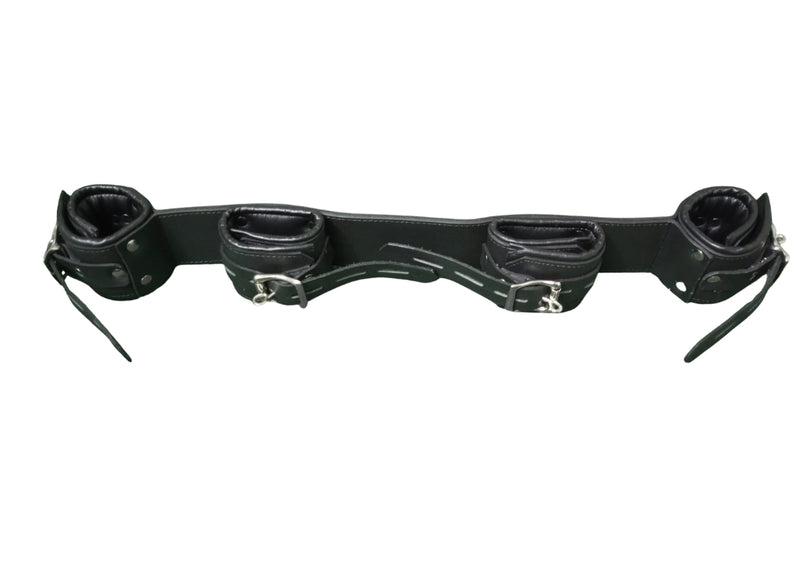 leather wrist ankle cuffs, bondage restraint set, padded leather restraints, adjustable BDSM cuffs, full body restraint set