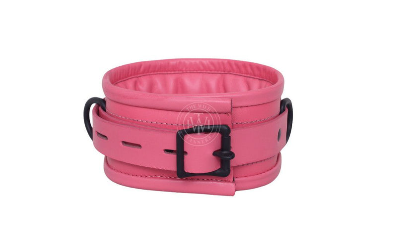 pink leather bondage handcuffs, padded BDSM cuffs, adjustable leather restraints, D-ring bondage set, 7-piece restraint set
