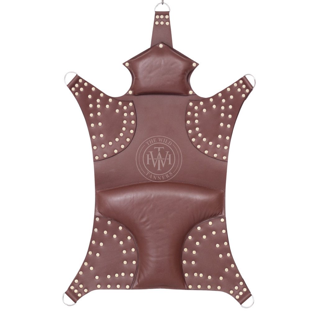 plus size sex swing, brown leather swing, heavy duty bondage swing, BBW leather sex swing