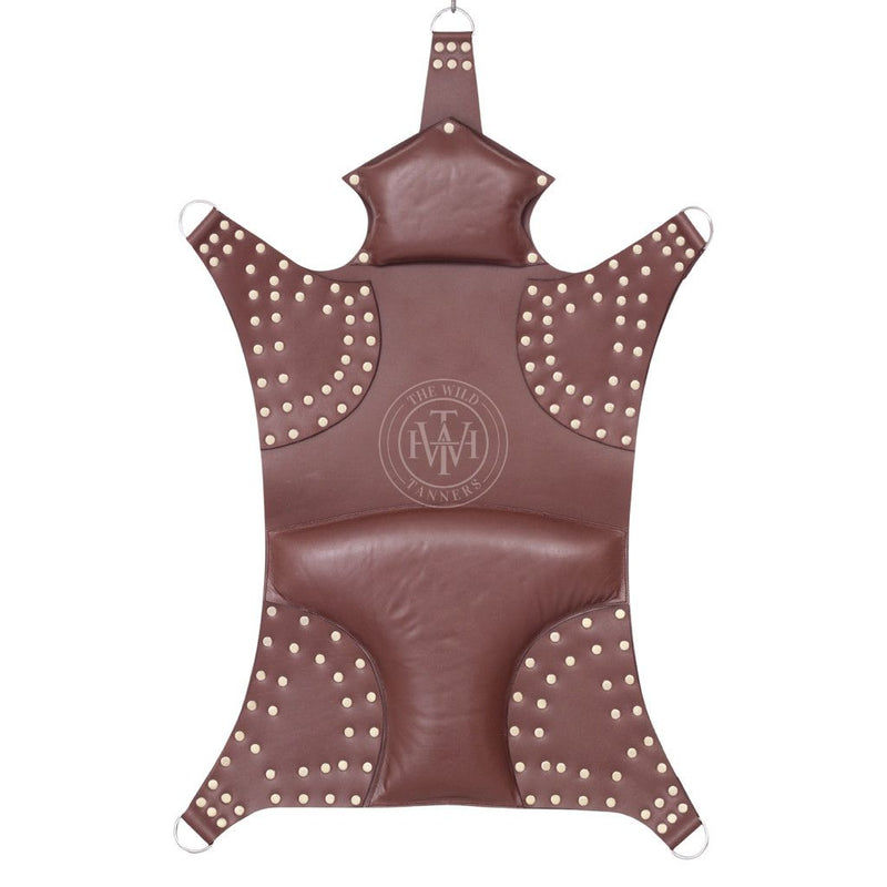 plus size sex swing, brown leather swing, heavy duty bondage swing, BBW leather sex swing