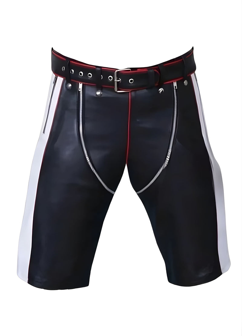 leather shorts, leather shorts bondage, leather shorts bdsm, leather gay shorts, gay leather shorts, leather zipper shorts 