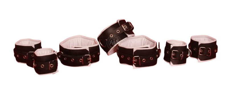 handmade leather cuffs, BDSM handcuffs, padded leather restraints, adjustable leather cuffs