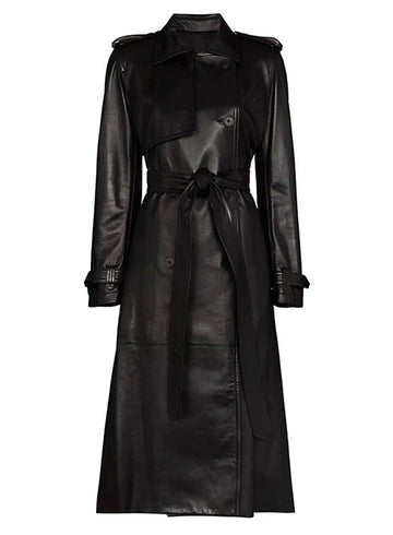 Genuine Leather Ladies Trench Coat