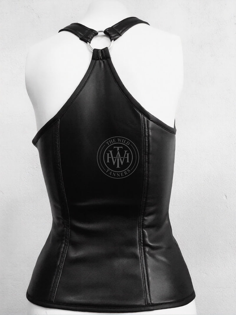 leather corset, black leather corset with quilted design, black leather corset, leather top corset